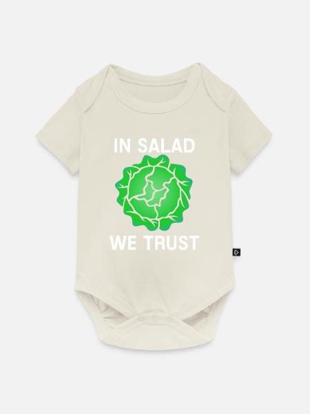 In Salad We Trust Vegan Essen Spruch Salat - Baby Premium Kurzarmbody - Naturweiß