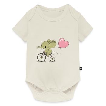 Bicycling elephant - Baby Premium short-sleeve bodysuit - off white - Front