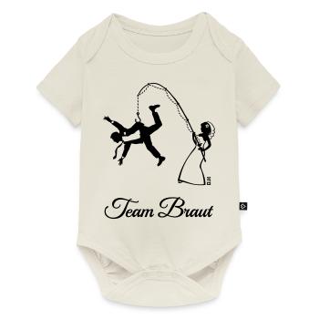 Team Braut Ehemann Angeln (JGA / 1C) - Baby Premium Kurzarmbody - Naturweiß - Vorne