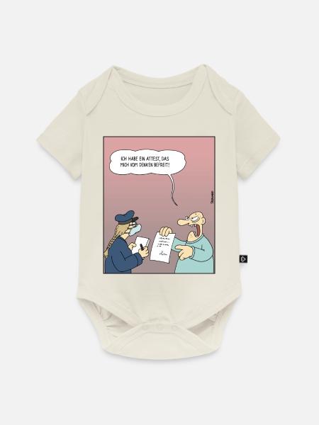4256 VollpfostenIdiotenSchlappschwanzattest - Baby Premium Kurzarmbody - Naturweiß