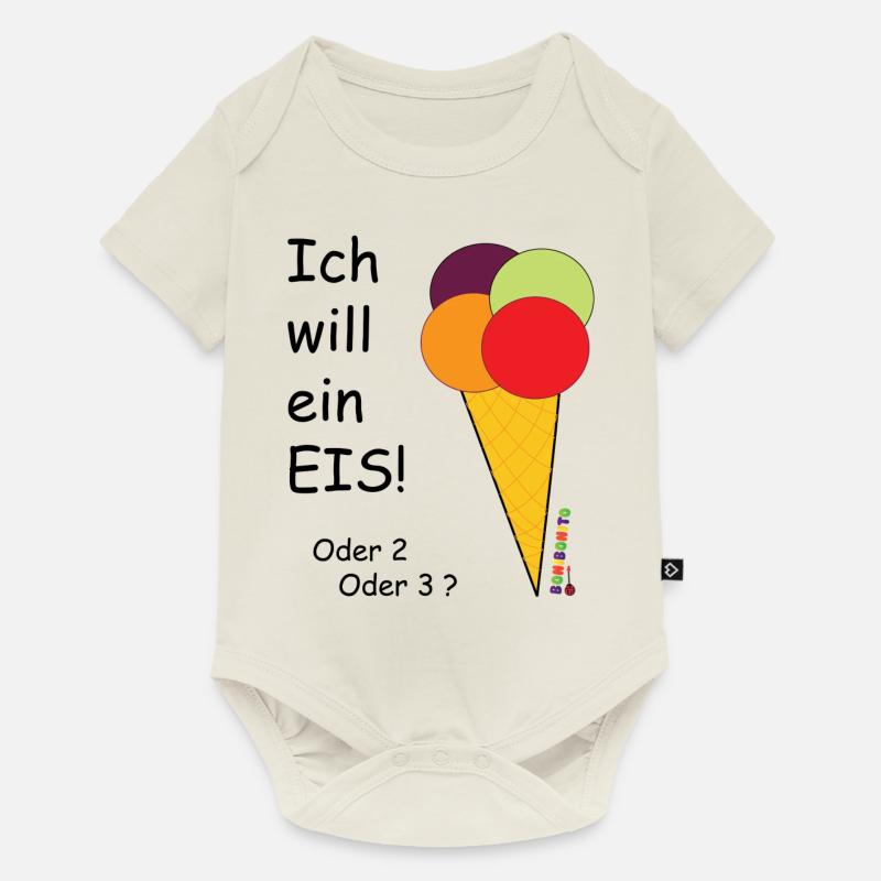 ich will ein eis - Baby Premium Kurzarmbody - Naturweiß