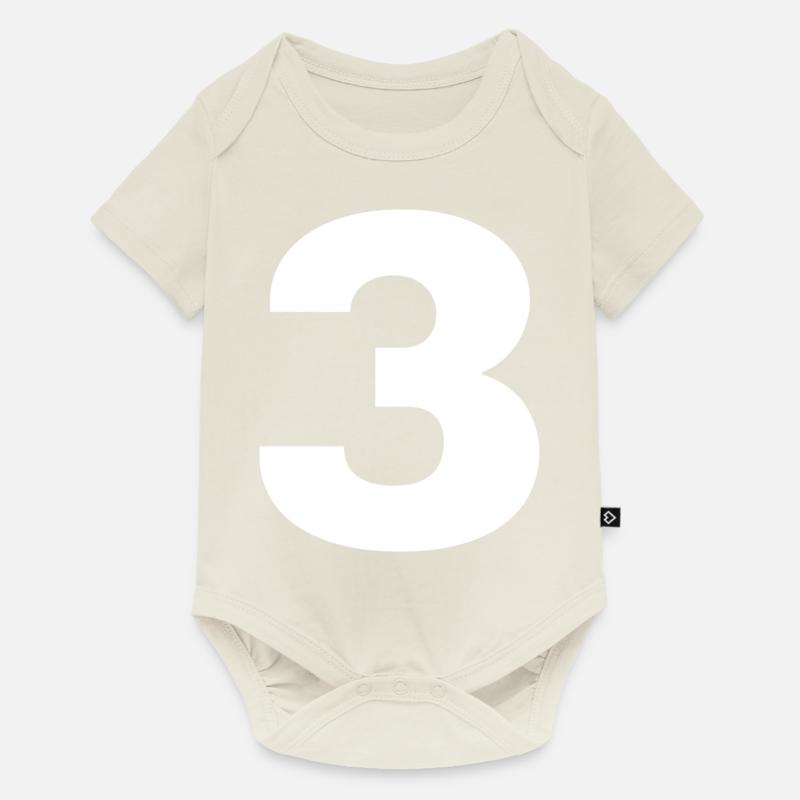 Tshirt numéro 3 - Body à manches courtes Premium Bébé - blanc cassé