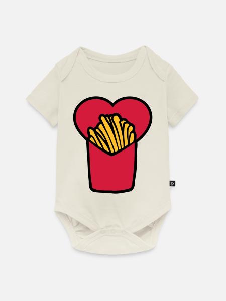 French Fries Love - Baby Premium Kurzarmbody - Naturweiß