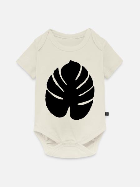 Exotisches Blatt schwarz - Baby Premium Kurzarmbody - Naturweiß