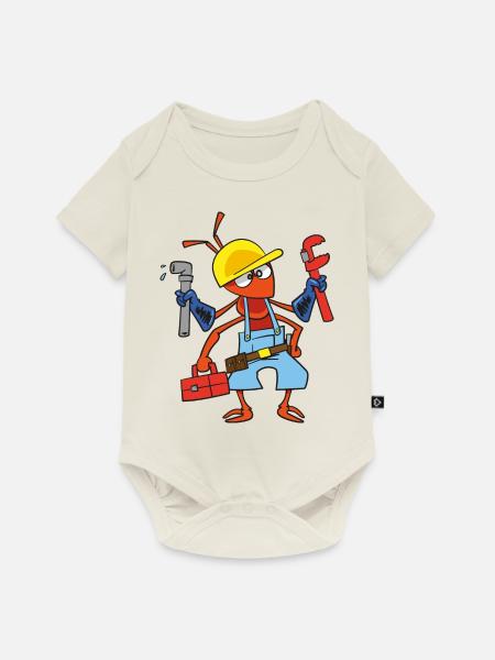 Sanitär Ameise - Baby Premium Kurzarmbody - Naturweiß