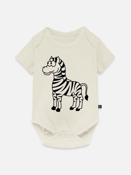 Zebra Comic Tier - Baby Premium Kurzarmbody - Naturweiß