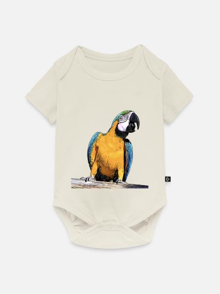 Blauer Ara - Baby Premium Kurzarmbody - Naturweiß
