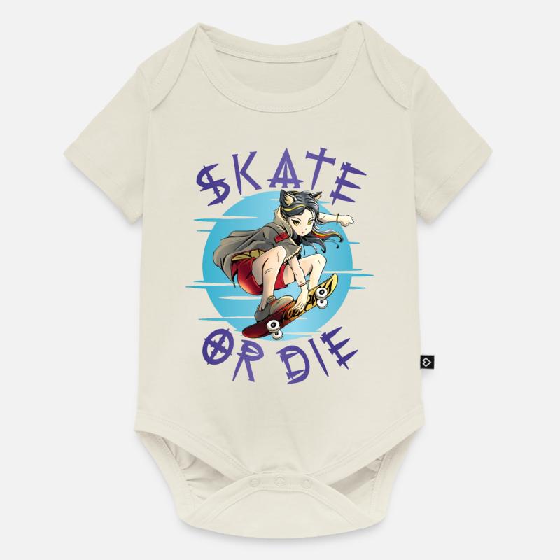 Skate oder stirb Skateboarder Anime Mädchen - Baby Premium Kurzarmbody - Naturweiß