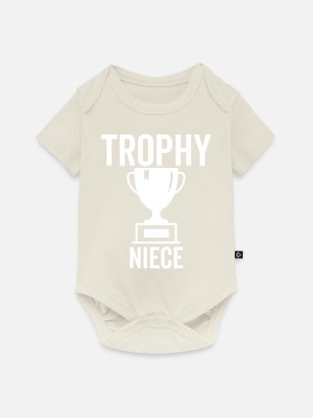 Trophäe Nichte - Baby Premium Kurzarmbody - Naturweiß