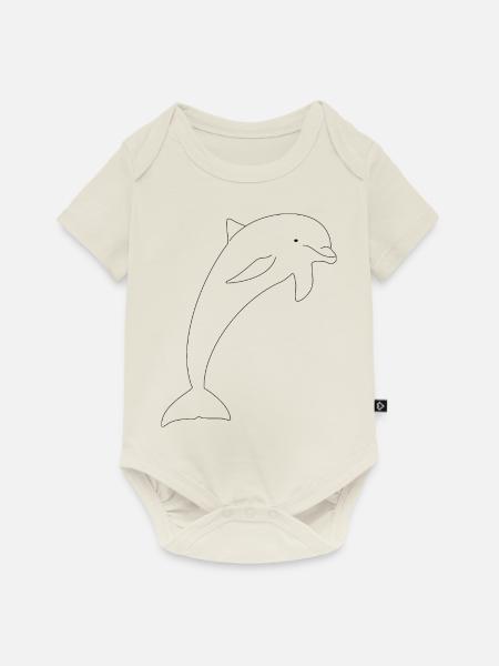 Delphin - Baby Premium Kurzarmbody - Naturweiß