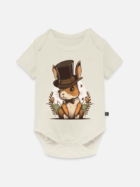 Zylinder Hase - Baby Premium Kurzarmbody - Naturweiß