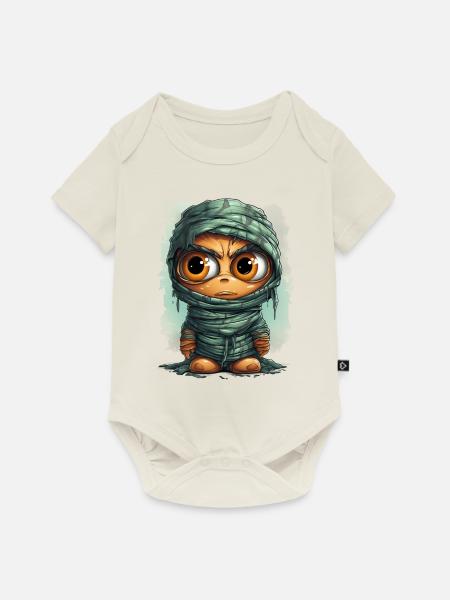 Halloween Spooky Cartoon Mummy - Baby Premium Kurzarmbody - Naturweiß