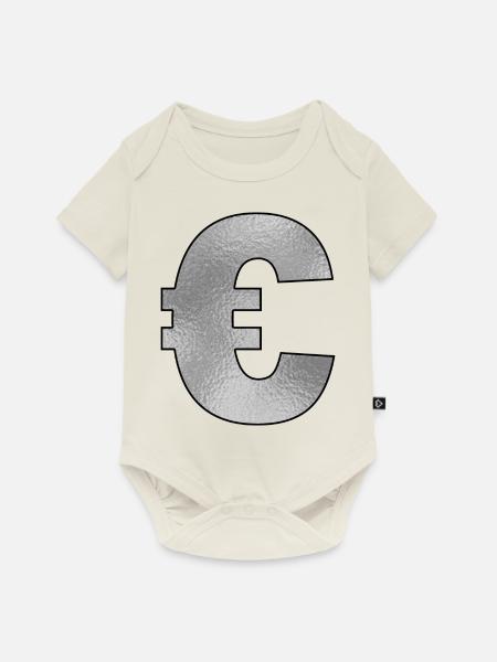 Eurozeichen Silber - Baby Premium Kurzarmbody - Naturweiß