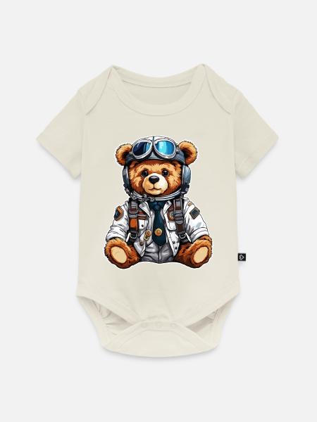 Teddybär / Kuscheltier / Stofftier / Geschenkidee - Baby Premium Kurzarmbody - Naturweiß