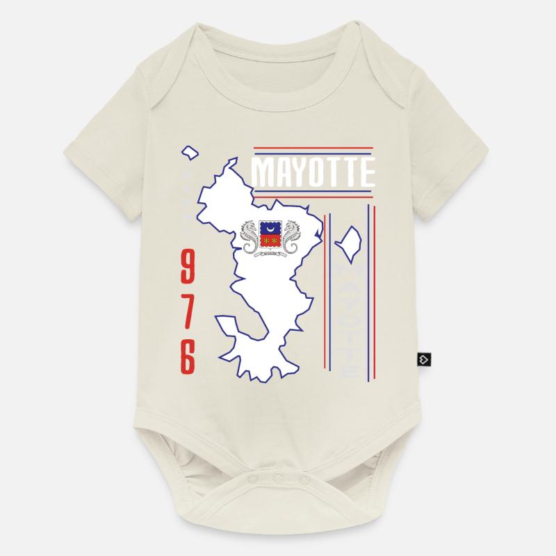 idee cadeau design graphique carte de Mayotte 976 - Body à manches courtes Premium Bébé - blanc cassé