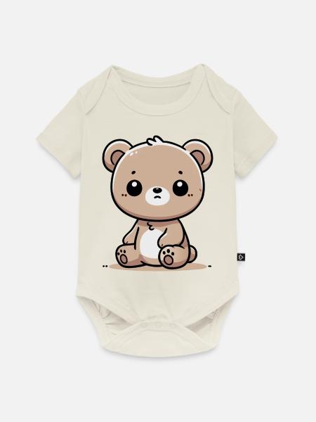 Teddybär - Baby Premium Kurzarmbody - Naturweiß