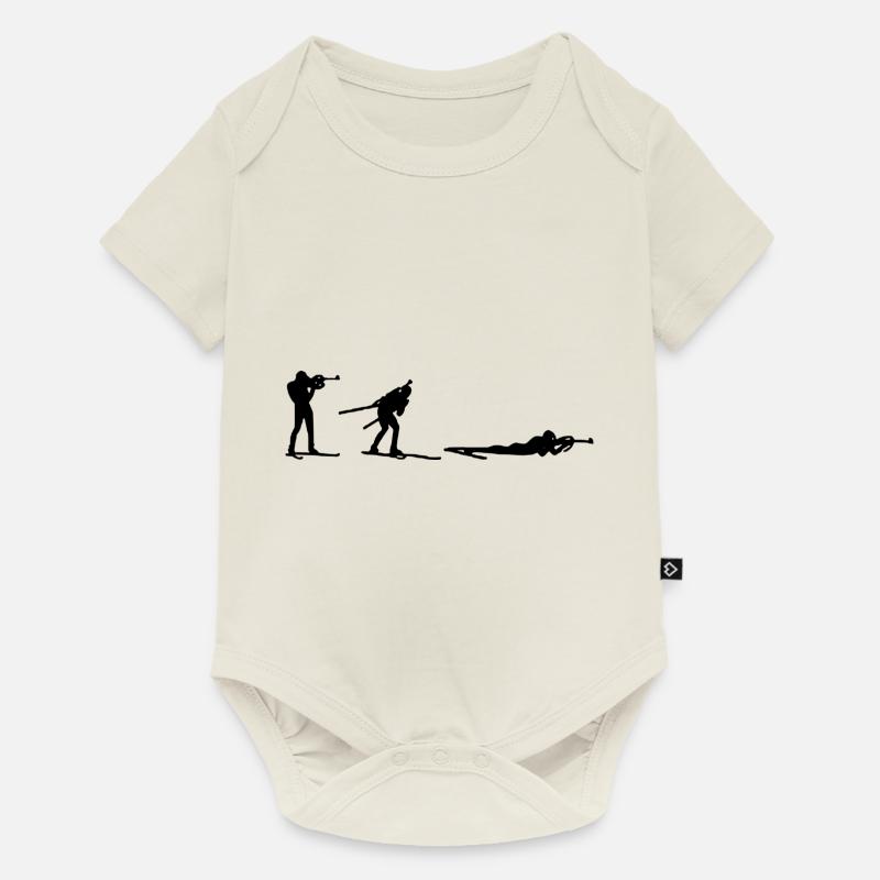 Evolution Triathlon BIathlon Geschenk Idee - Baby Premium Kurzarmbody - Naturweiß