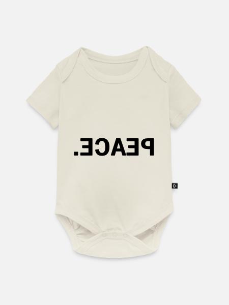 PEACE. PEACE. Schwarz - Baby Premium Kurzarmbody - Naturweiß
