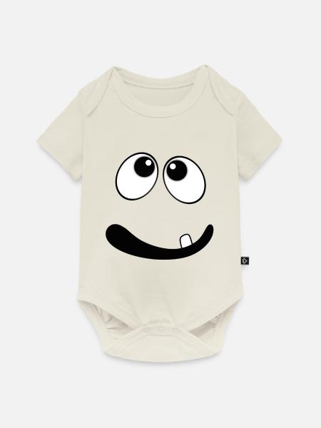 Gesicht - Baby Premium Kurzarmbody - Naturweiß