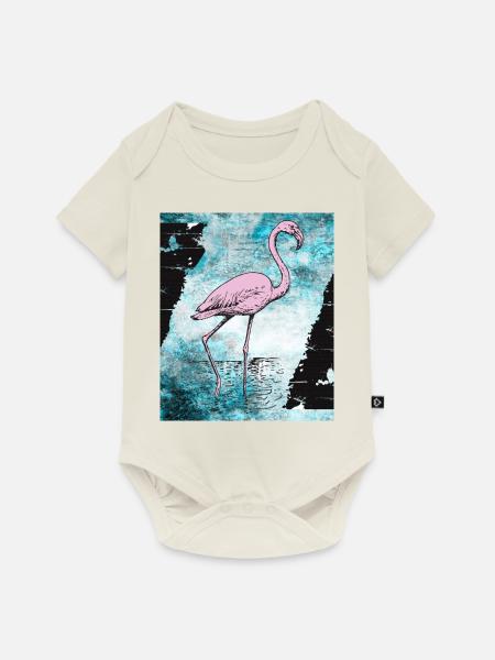 Rosa Flamingo - Baby Premium Kurzarmbody - Naturweiß