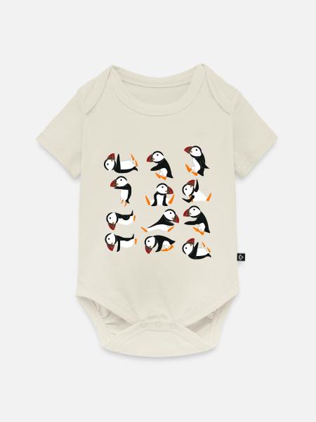 Puffins doing Yoga pillow yoga mat crow Gift - Baby Premium Kurzarmbody - Naturweiß