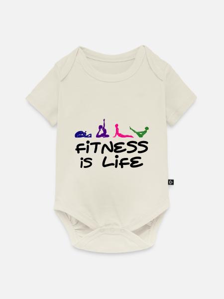 Fitness - Baby Premium Kurzarmbody - Naturweiß