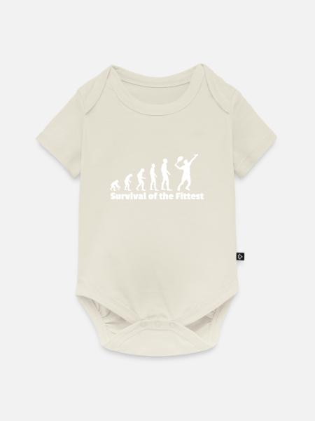 Tennis Spieler Geschenk Evolution - Baby Premium Kurzarmbody - Naturweiß