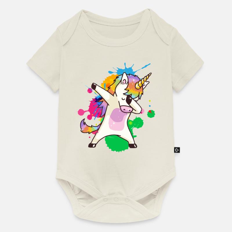 Dab Licorne - Body à manches courtes Premium Bébé - blanc cassé