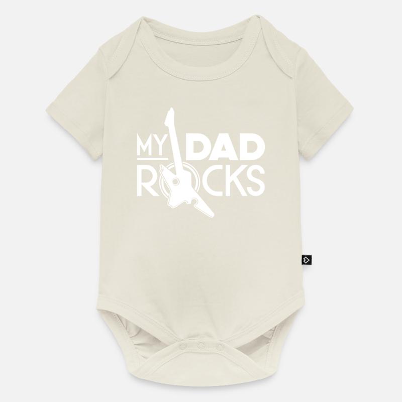 Mon Papa Rocks - Guitariste - Body à manches courtes Premium Bébé - blanc cassé