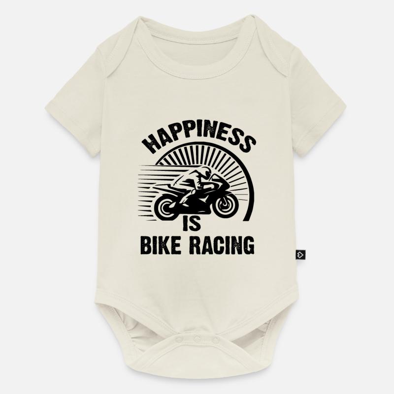 le bonheur c'est le vélo - Body à manches courtes Premium Bébé - blanc cassé