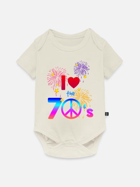 70er Liebe - Baby Premium Kurzarmbody - Naturweiß