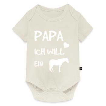 Ich will ein Pferd - Geburt Geschenk Baby Mädchen - Baby Premium Kurzarmbody - Naturweiß - Vorne