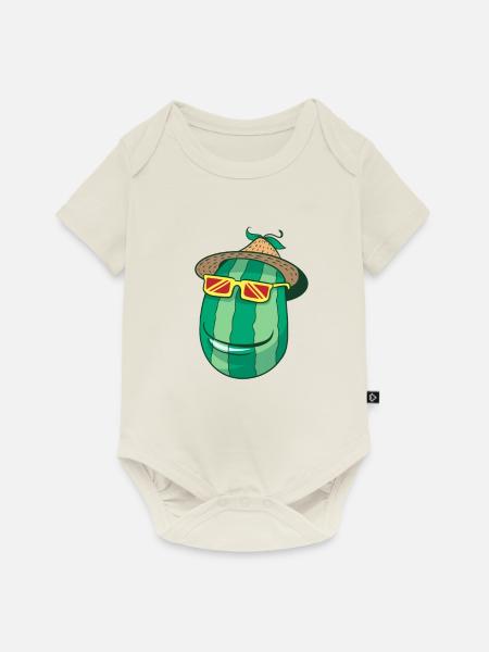 Wassermelone mit Sombrero - Baby Premium Kurzarmbody - Naturweiß
