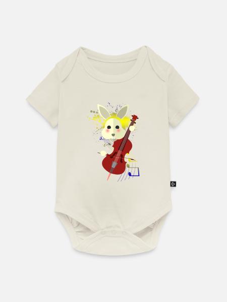 Cello Rabbit - Baby Premium Kurzarmbody - Naturweiß