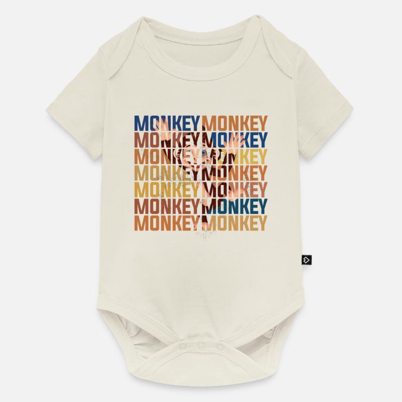 MONKEY MONKEY MONKEY MONKEY - Baby Premium Kurzarmbody - Naturweiß