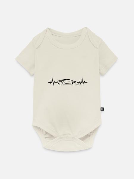 Herzschlag - Heartbeat / Sportwagen - Baby Premium Kurzarmbody - Naturweiß