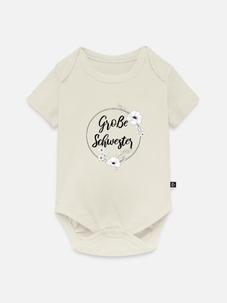 Grosse Schwester floral Shirt - Baby Premium Kurzarmbody - Naturweiß