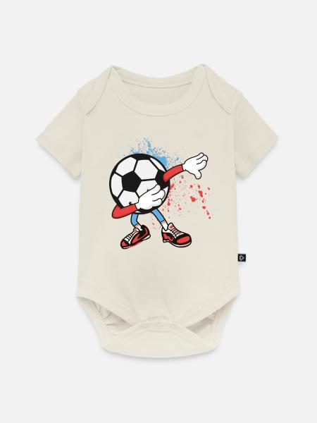 Dabbing Fußball - Baby Premium Kurzarmbody - Naturweiß