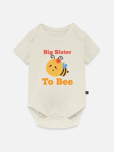 Große Schwester Big Sister to Bee Biene - Baby Premium Kurzarmbody - Naturweiß