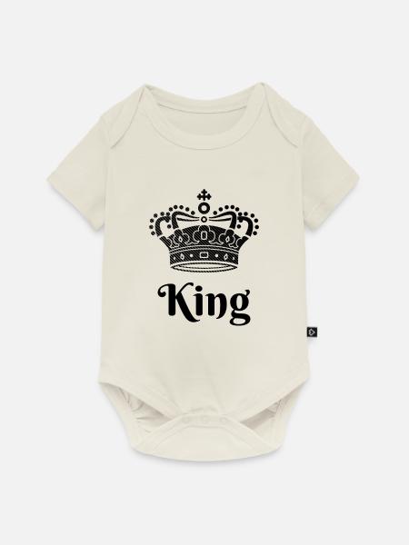 King Queen Partnerlook - Baby Premium Kurzarmbody - Naturweiß