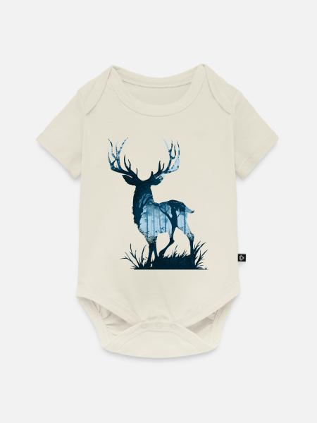 Waldgeist Hirsch - Baby Premium Kurzarmbody - Naturweiß