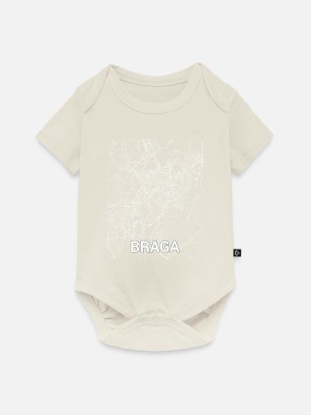 Braga Stadtplan und Straßen - Baby Premium Kurzarmbody - Naturweiß