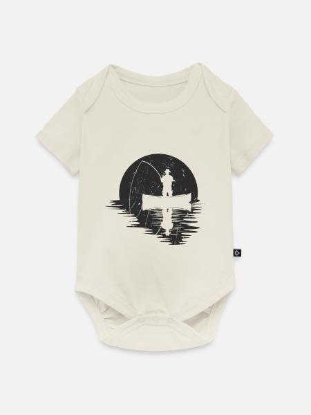 Vollmond Angler - Baby Premium Kurzarmbody - Naturweiß