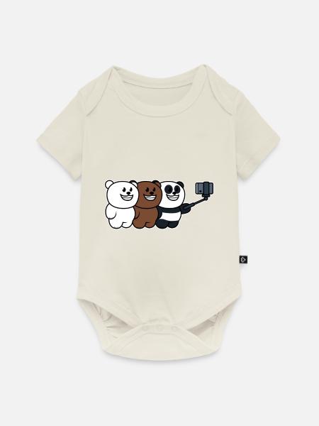 Bärenfamilie Foto - Baby Premium Kurzarmbody - Naturweiß