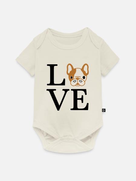 Französische Bulldogge Liebe - Baby Premium Kurzarmbody - Naturweiß