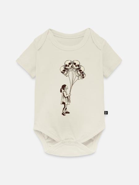 Mädchen Mit Totenkopf Ballons Totenköpfe - Baby Premium Kurzarmbody - Naturweiß