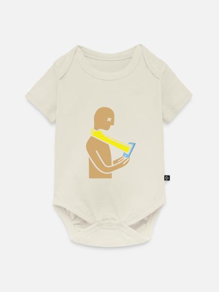 Smartphone Kopf würgen - Baby Premium Kurzarmbody - Naturweiß