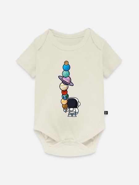 Astronaut Eis Essen Planeten - Baby Premium Kurzarmbody - Naturweiß