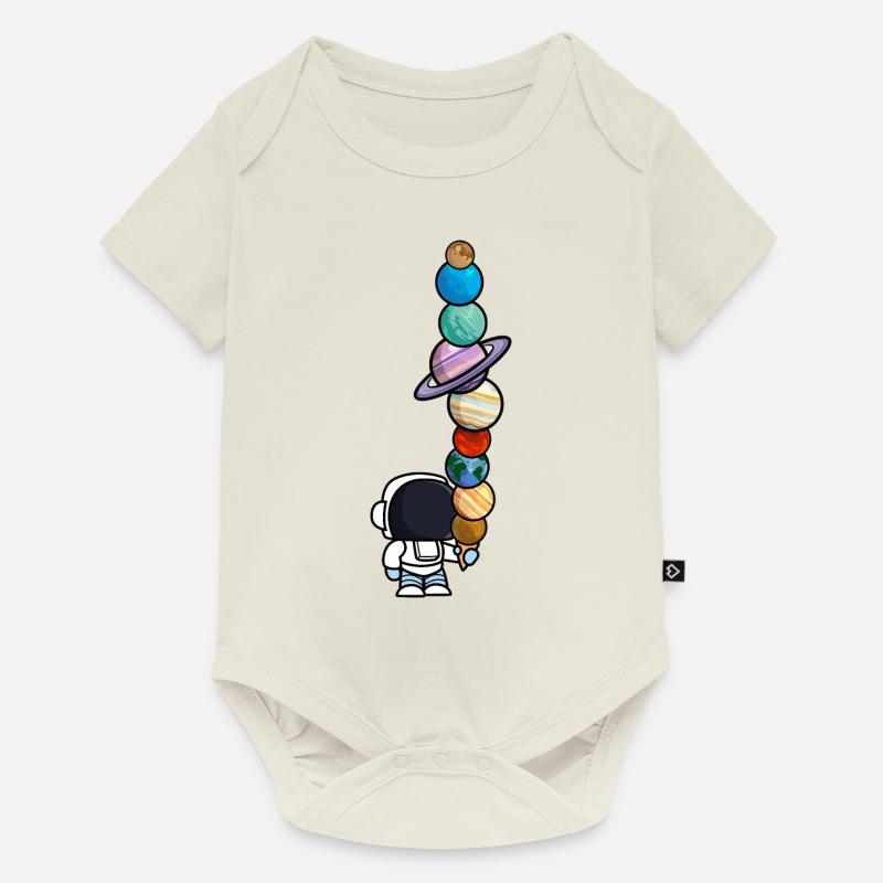 Astronaut Eis Essen Planeten Lustig - Baby Premium Kurzarmbody - Naturweiß