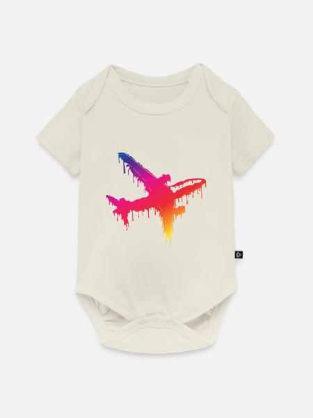 Flugzeug - Baby Premium Kurzarmbody - Naturweiß